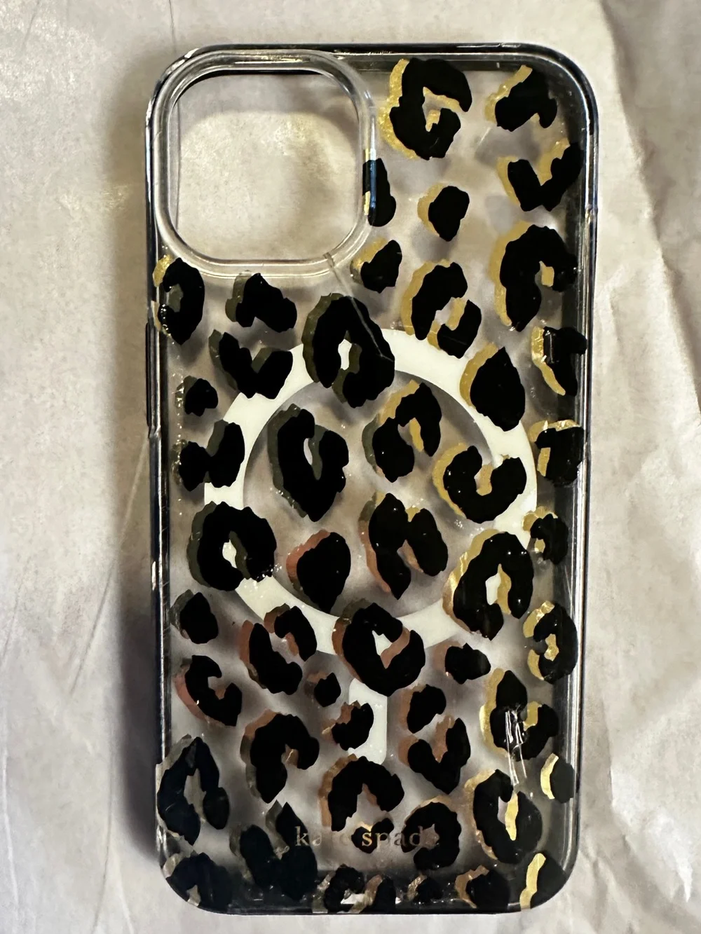 kate spade Clear Leopard Print Phone Case in Black & Gold Accent iPhone 13